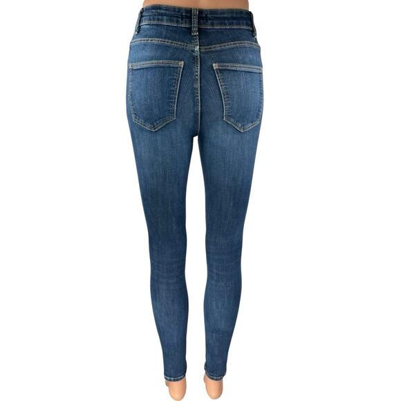 Zara Women's Blue High Waisted Medium Wash Stretch Skinny Denim Jeans Size 2 - Picture 3 of 5